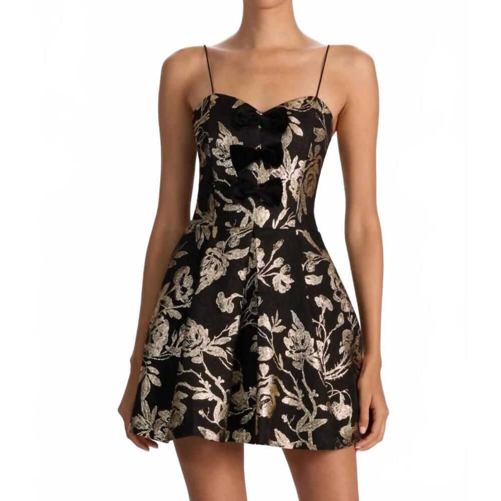 NEW ALICE + OLIVIA daniela bow front mini dress in black - Picture 1 of 6